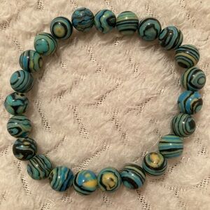 Handmade Blue Malachite Stretch Bracelet